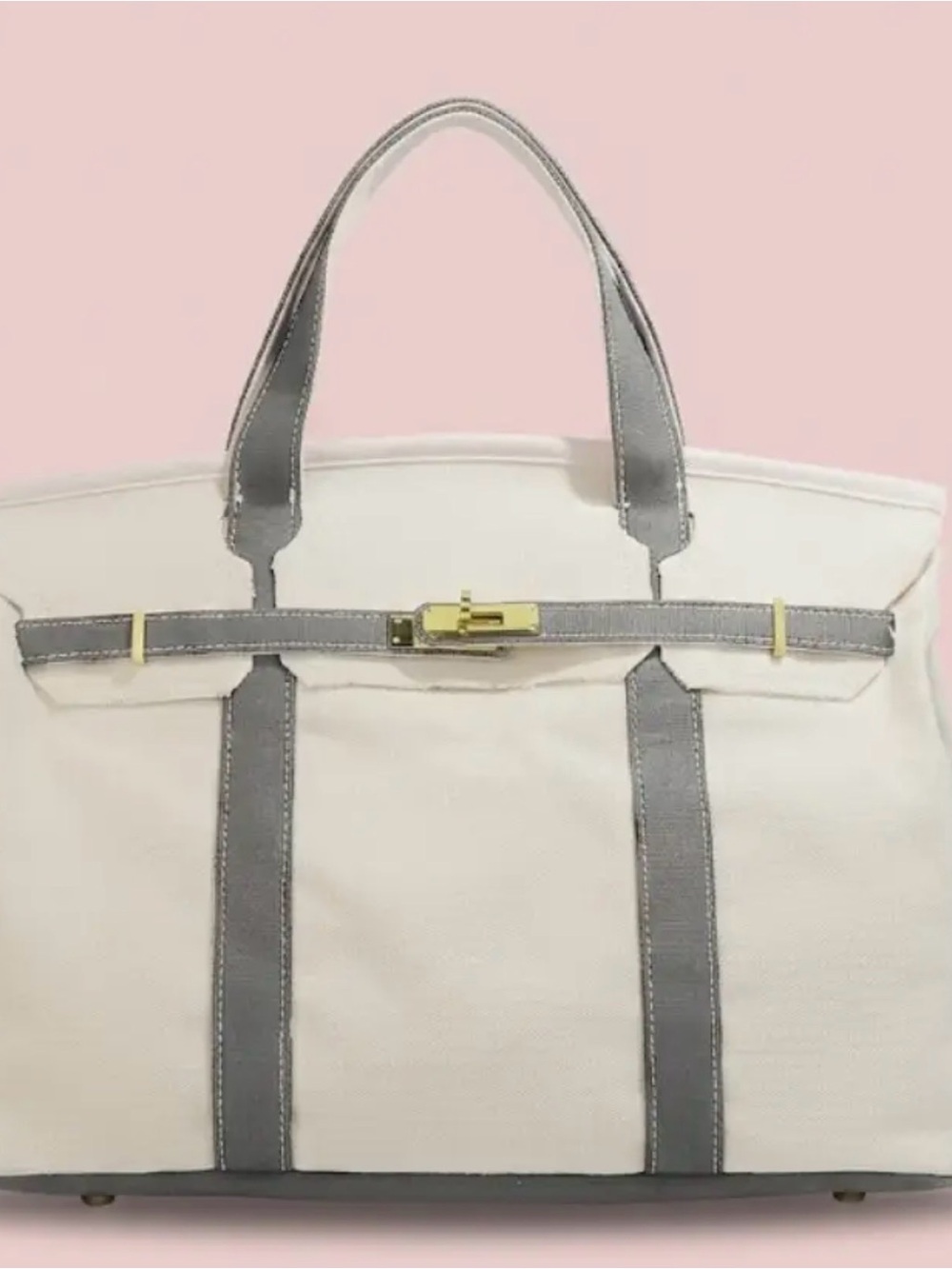 Boatkin Classic Two-Tone Tote Bag in White and Gray